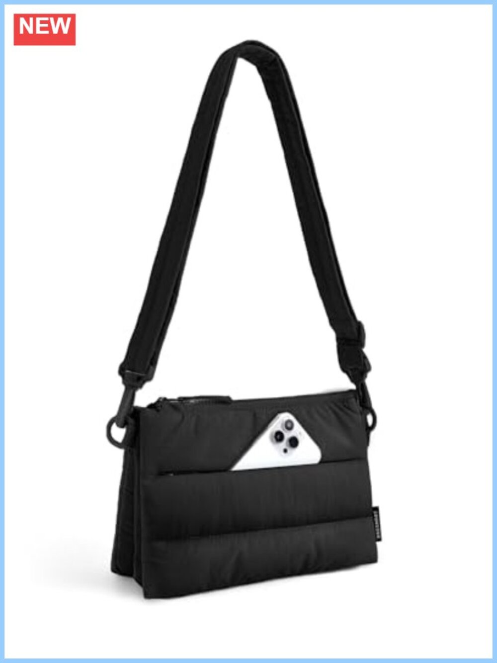 Puffy Quilted Crossbody Bag RFID Blocking Wallet 4.3L Nylon Travel Purse